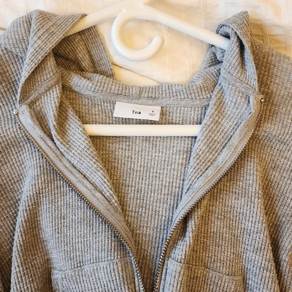 TNA Light Gray Ribbed Cardigan - Picture 1 of 4